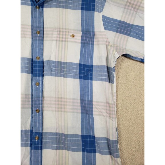 VTG St. John's Bay Shirt Mens LT Large Tall Blue/White Plaid Cotton Made In USA - Picture 5 of 13